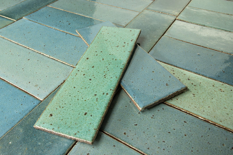 Rectangular Blue Green Glossy Tiles LP4W7G 6C