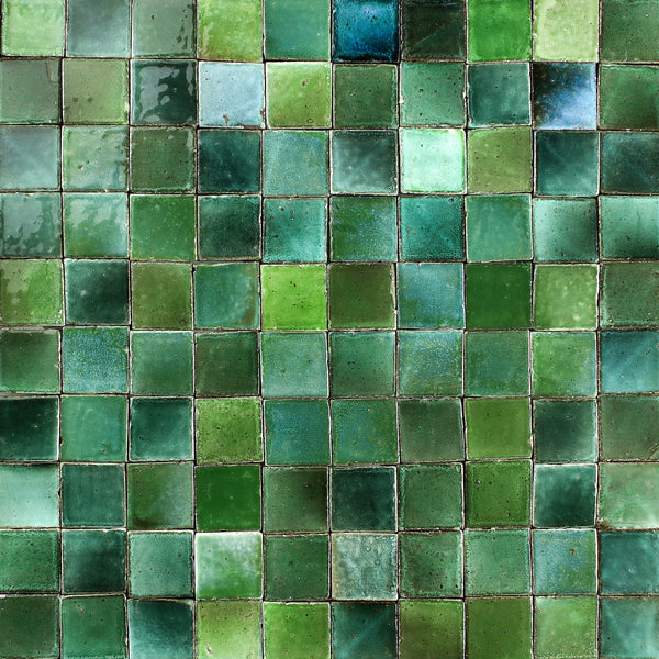 Chunky square tile glassy green blend LY99DN 7A