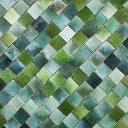 Chunky square tile glassy greens MXAR7H 3A
