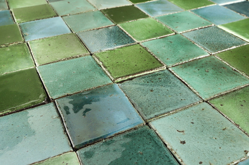 Chunky square tile glassy greens MXAR7H 3A