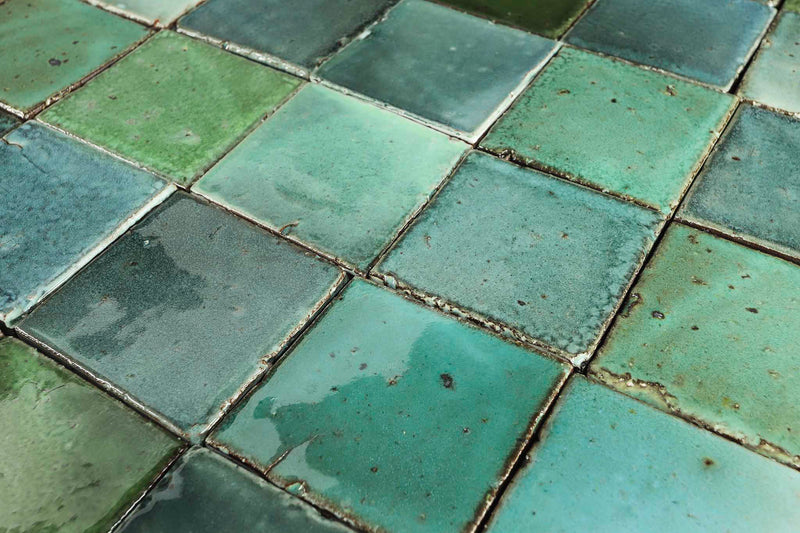 Square Chunky Tile Glassy green blend N78ELA 4A