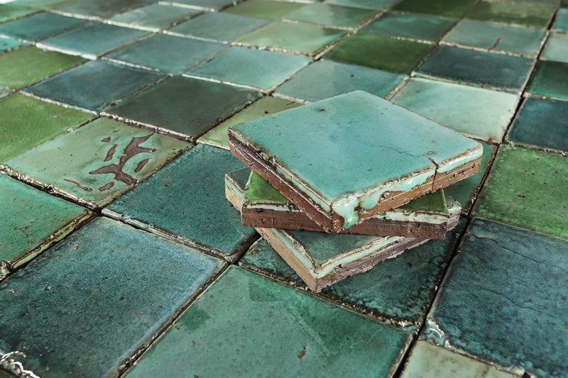 Square Chunky Tile Glassy green blend N78ELA 4A