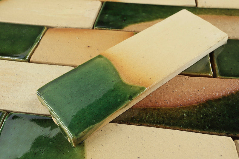 Pascalli Rectangular Tile Bottle Green Partial Glaze NCZAR 5A