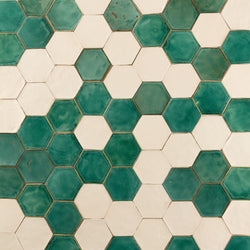 Green & Cream Hexagon Tile NHYX54 8C