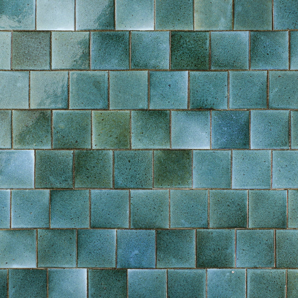 Hand-made Square Tile Aqua/Green Glaze PQHK48 6C