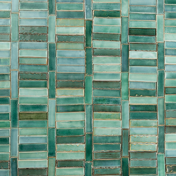 Rectangular Klompie Tile Blend of Green & Aqua SCBL3J 9B