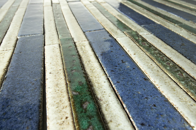 Blend of Rectangular Slender Green, Blue and White Tiles TGKMVT 13C