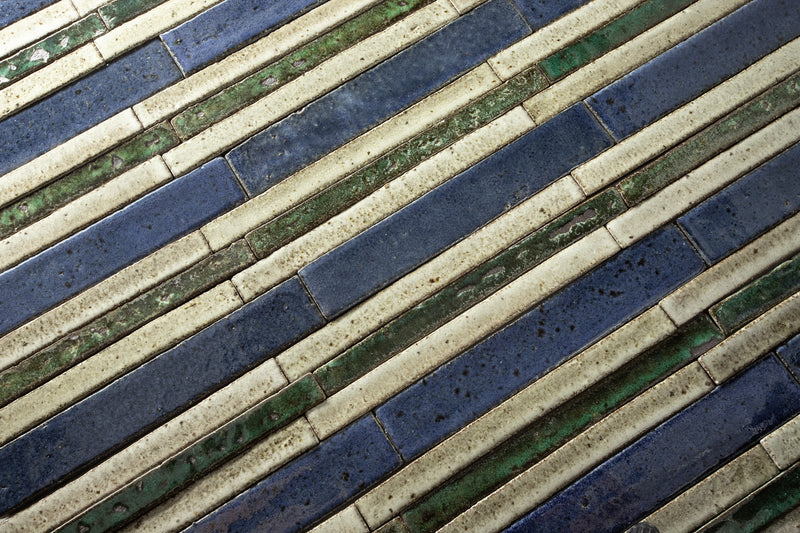 Blend of Rectangular Slender Green, Blue and White Tiles TGKMVT 13C