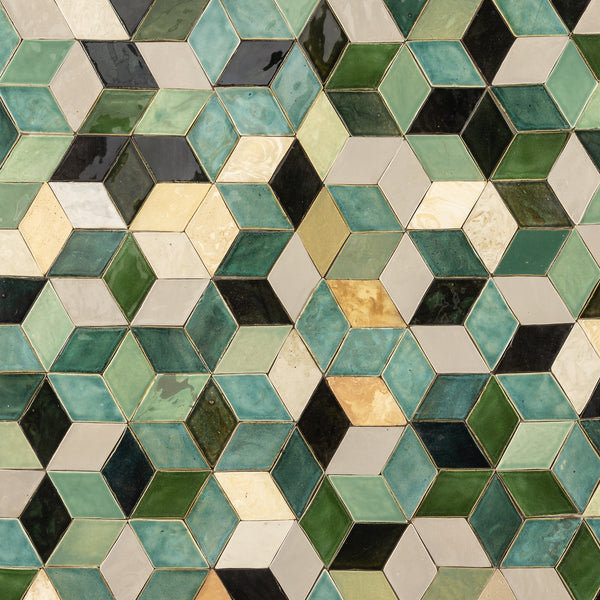 Blend of Green and White Marbled Diamond Tiles TKL9LA 29E