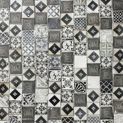 Chunky square tile Black patterns on matt white TR74UM 3A