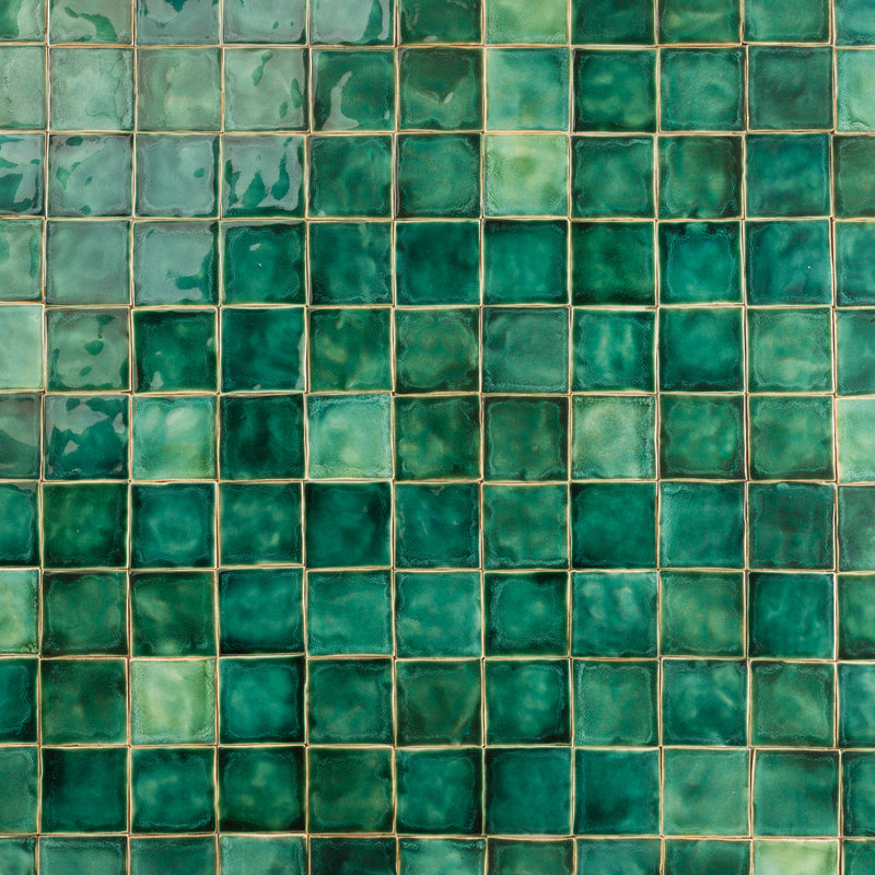 Green Glazed Hand-Made Tile TWH8P5 6B