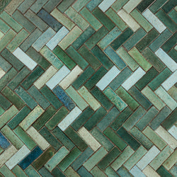 Rectangular Klompie Tile Blend of Green & Aqua in Gloss TWR32Z 2B