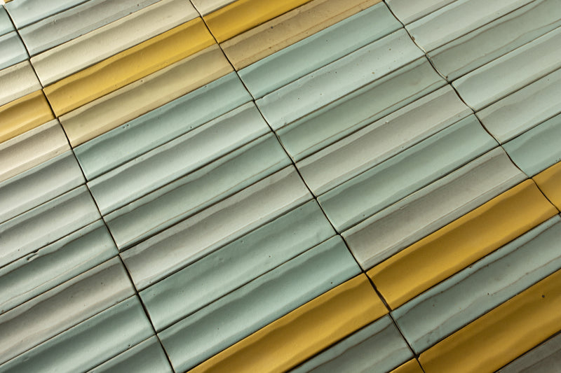 Rectangular Concave Aqua and Yellow Blend Tile VZA9DS 13C