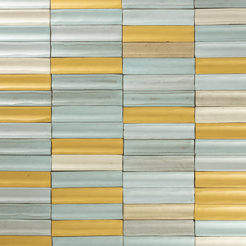 Rectangular Concave Aqua and Yellow Blend Tile VZA9DS 13C