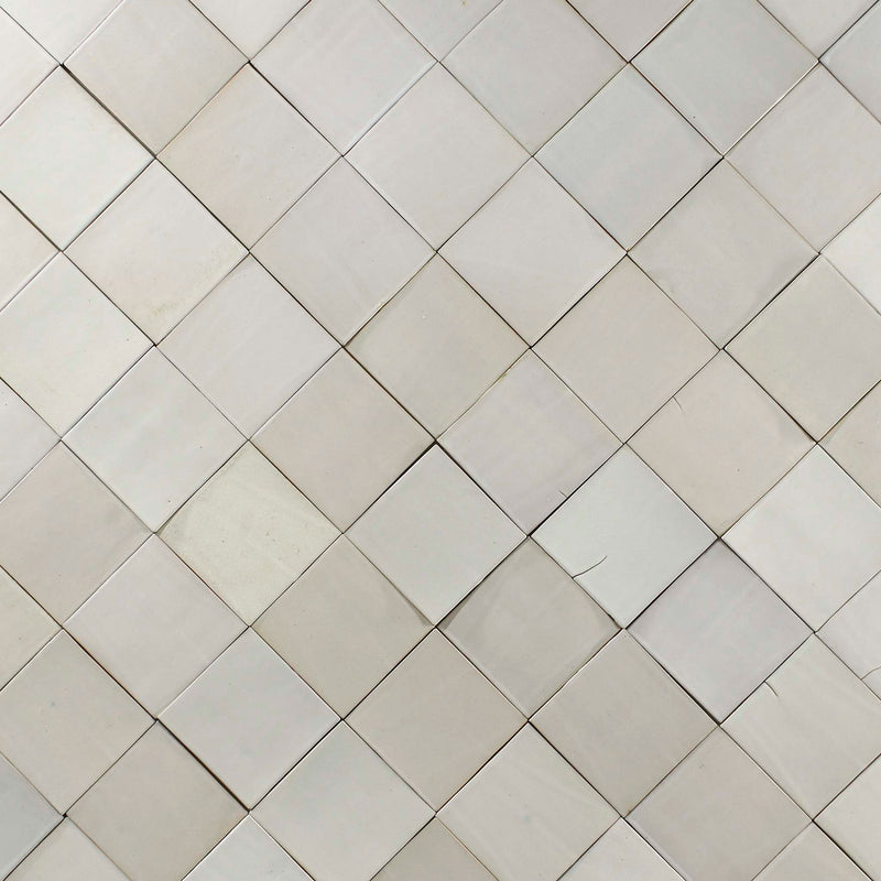 Satin White blend hand made tile WHEPSS 3C
