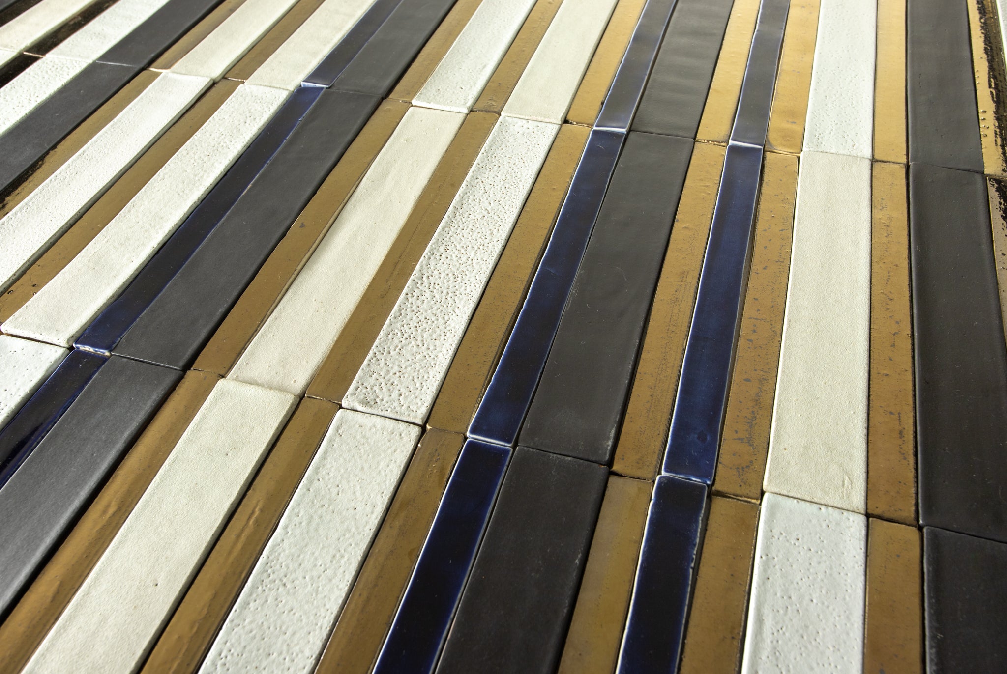 Blend of Rectangular Slender Bronze, Blue and White Tiles WMDE75 2C ...