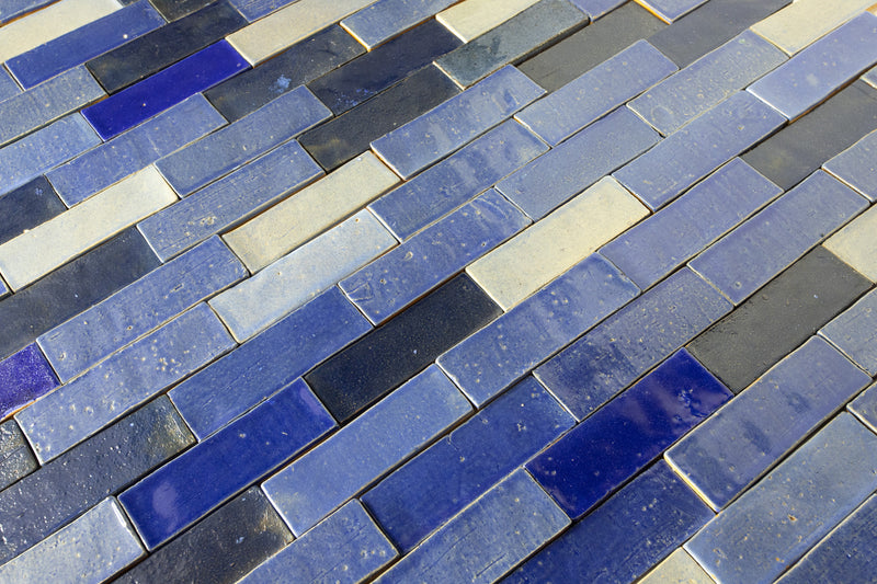 Rectangular Klompie Tile Blue Blend in Gloss XMD939 9B