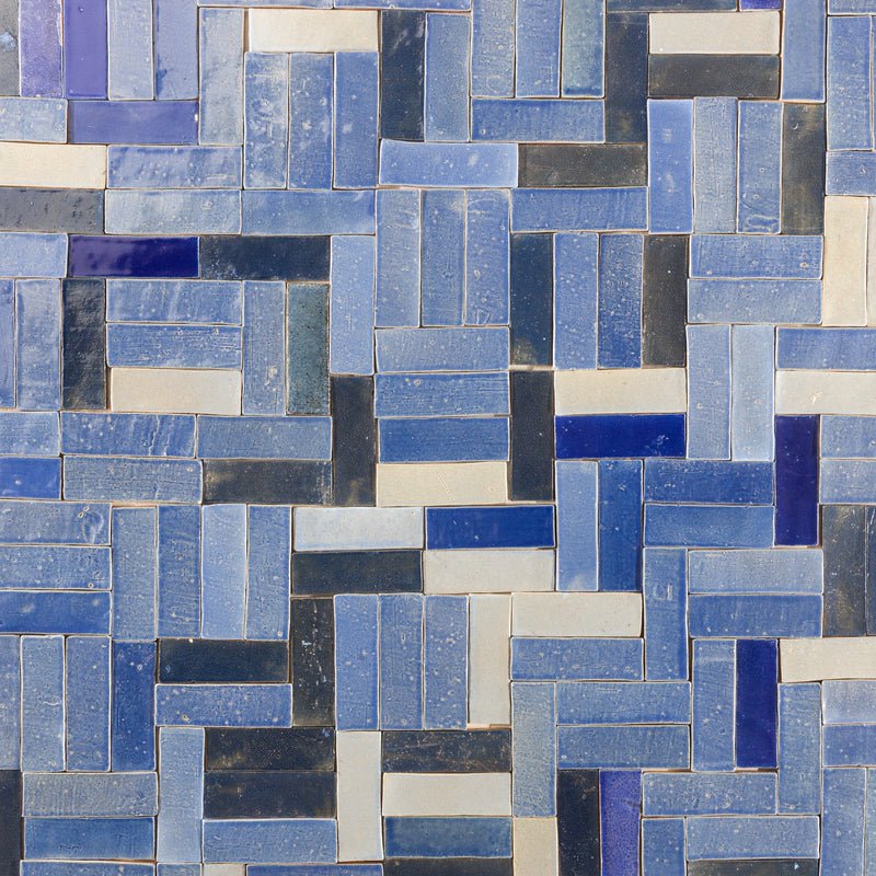 Rectangular Klompie Tile Blue Blend in Gloss XMD939 9B