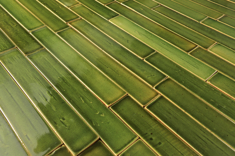 Rectangular tile glassy green blend YHXJX 9C