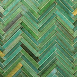 Rectangular tile glassy green/aqua blend YPGLC 9C