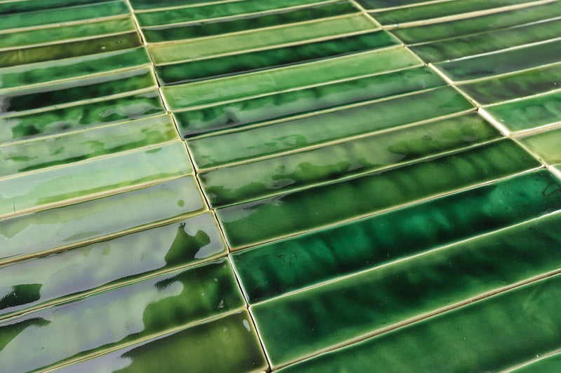Rectangular tile glassy green blend Z3DFQY
