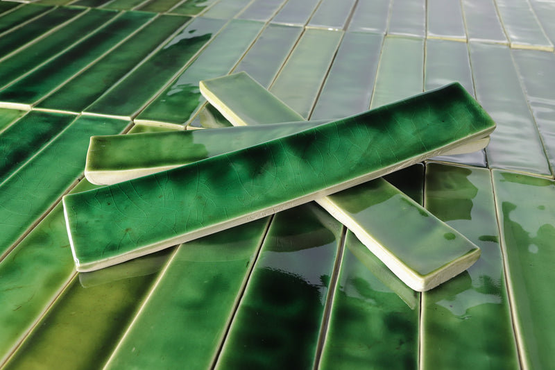 Rectangular tile glassy green blend Z3DFQY