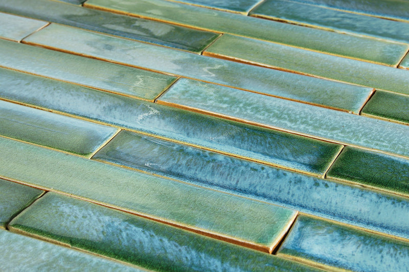Rectangular Tile Glassy aqua green blend ZKXWC 9C