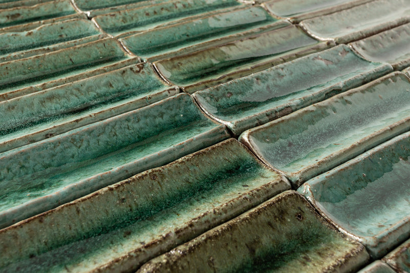 Rectangular Concave Tile Green/Aqua Glaze ZZZZ1 4B