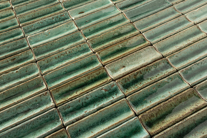 Rectangular Concave Tile Green/Aqua Glaze ZZZZ1 4B